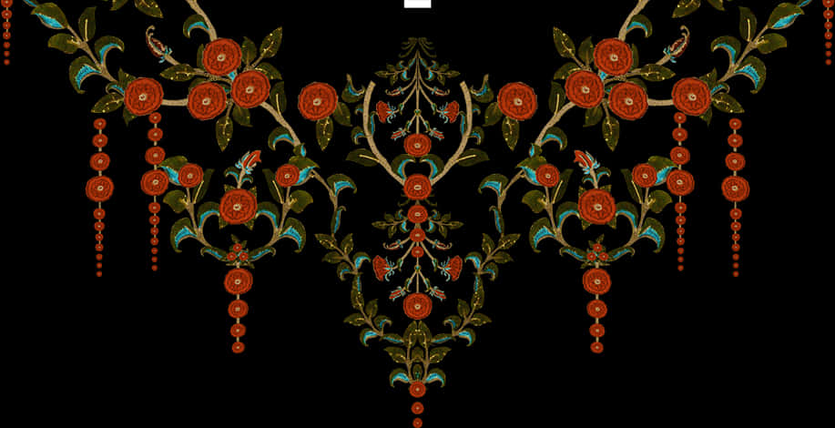 Intricate Floral Embroidery Pattern PNG Image