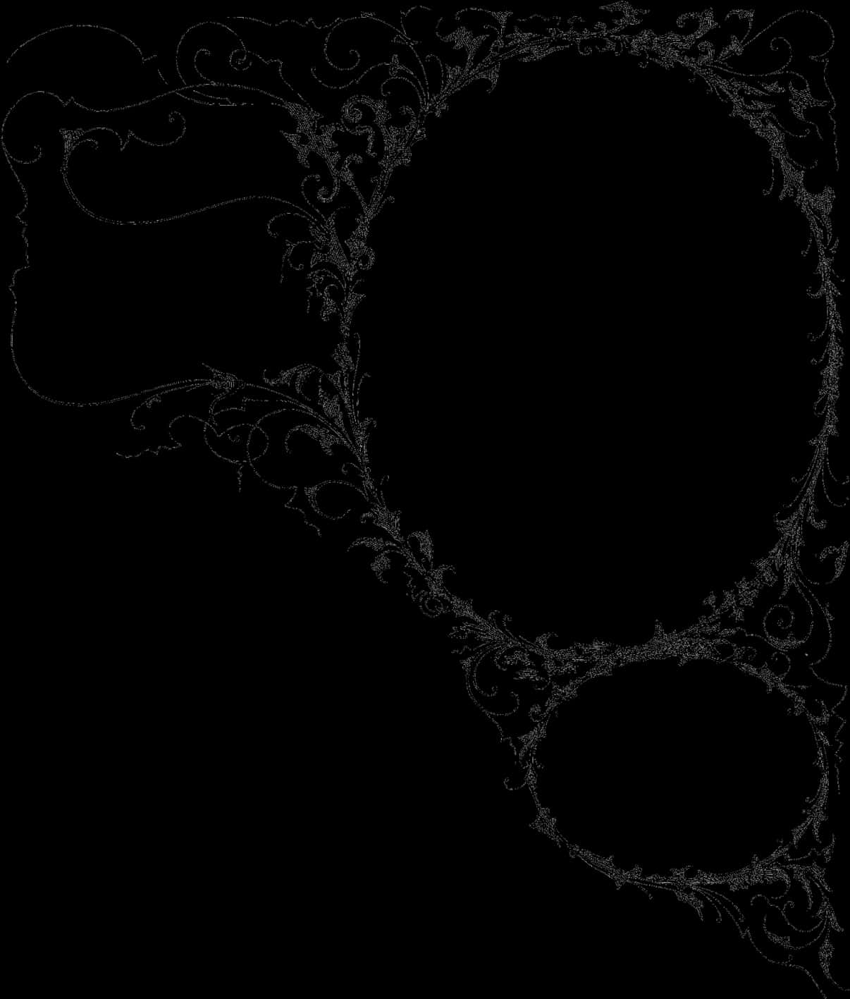 Intricate Floral Silhouette Frame PNG Image