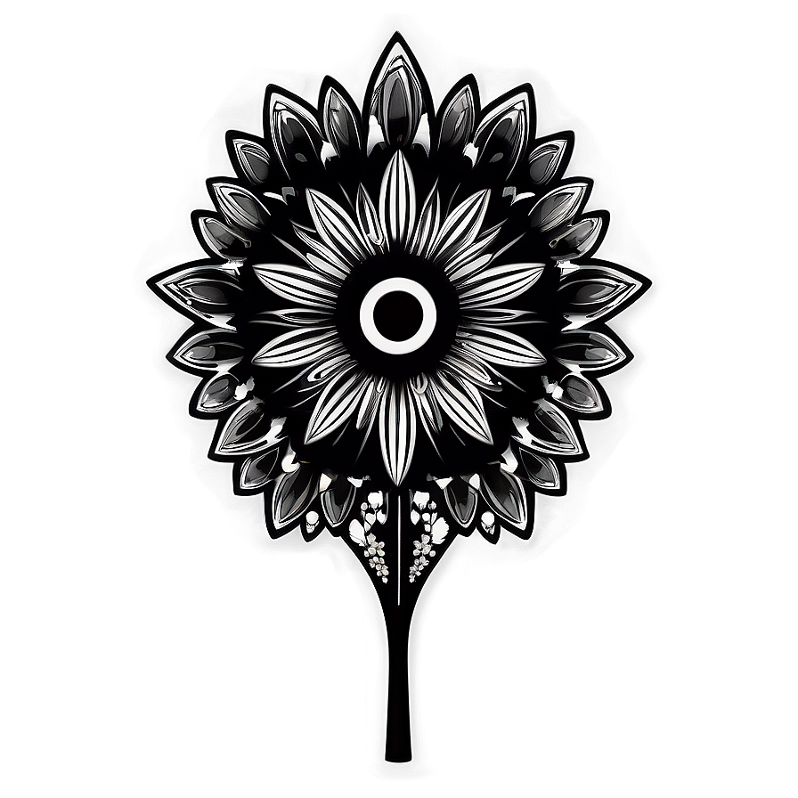 Intricate Flower Black And White Png Cvn22 PNG Image