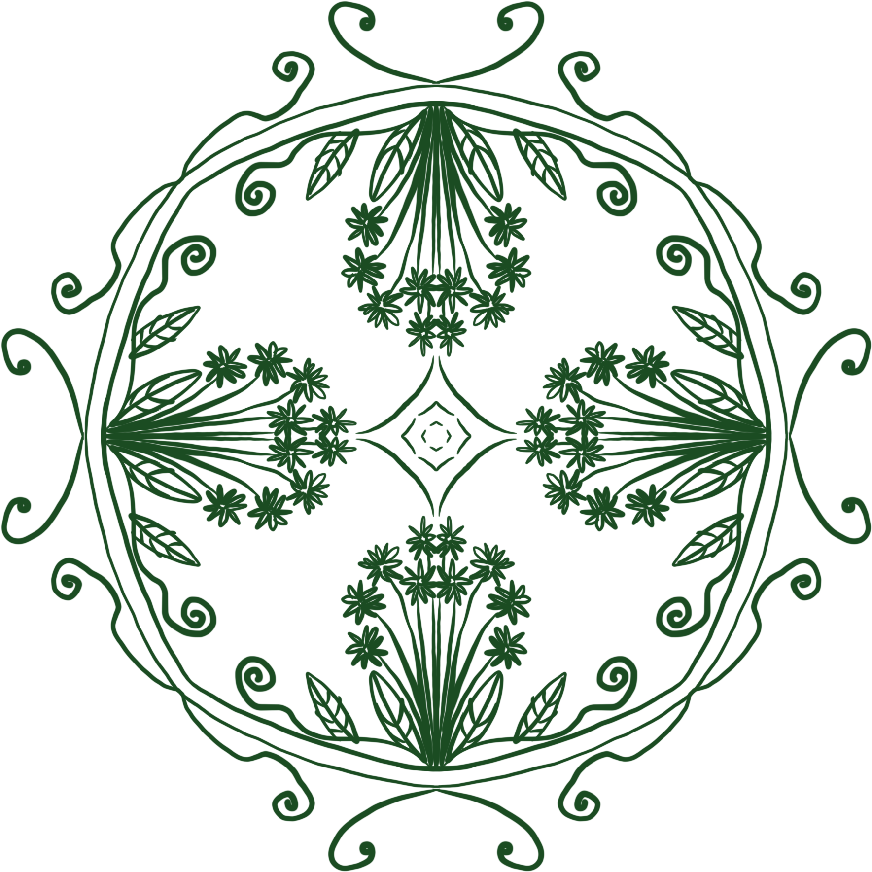 Intricate Green Floral Mandala Design PNG Image