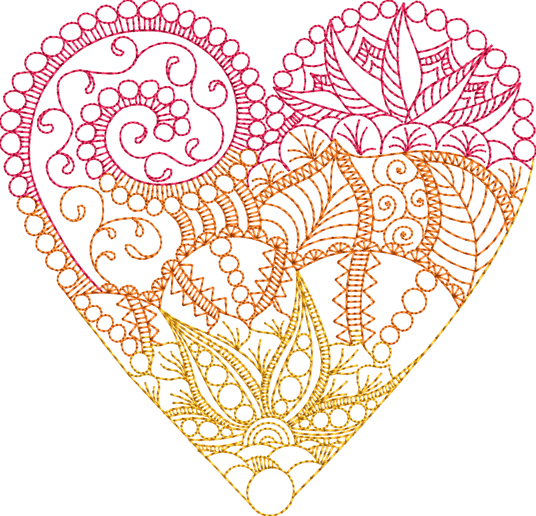 Intricate Heart Pattern Doodle PNG Image