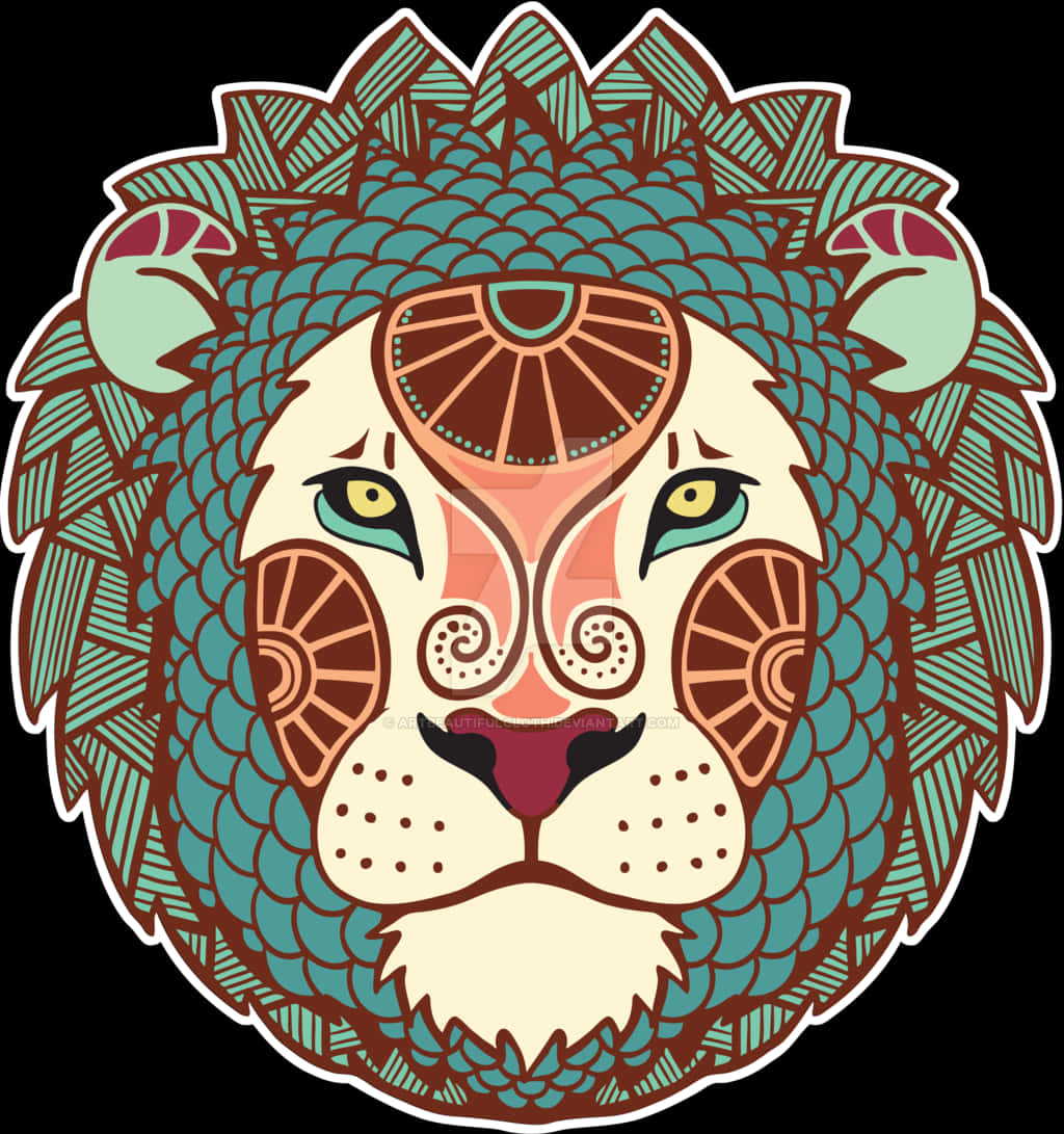 Intricate Lion Mandala Art PNG Image