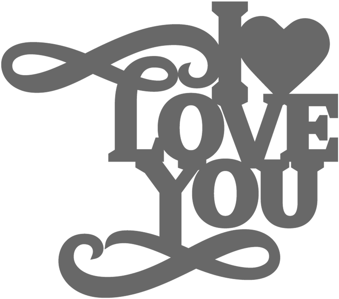 Intricate Love You Calligraphy PNG Image