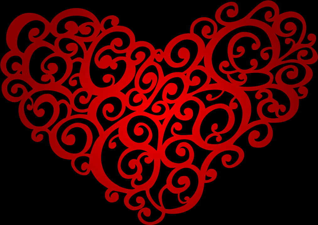 Intricate Red Heart Design PNG Image