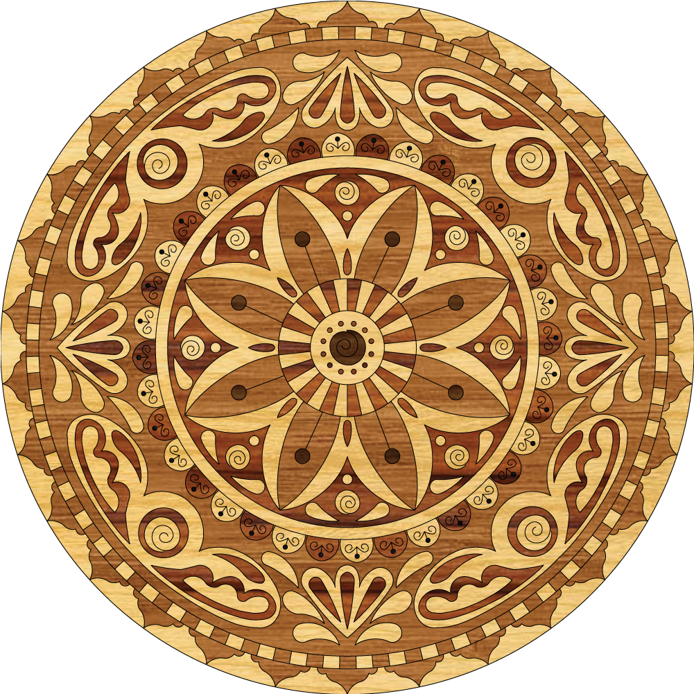 Intricate Wooden Mandala Design PNG Image