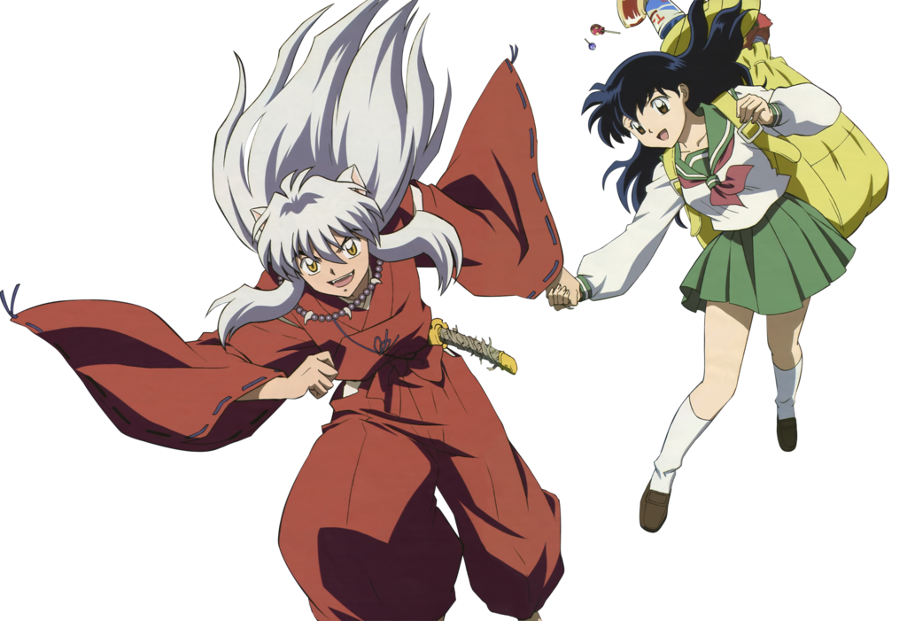 Inuyashaand Kagome Action Pose PNG Image