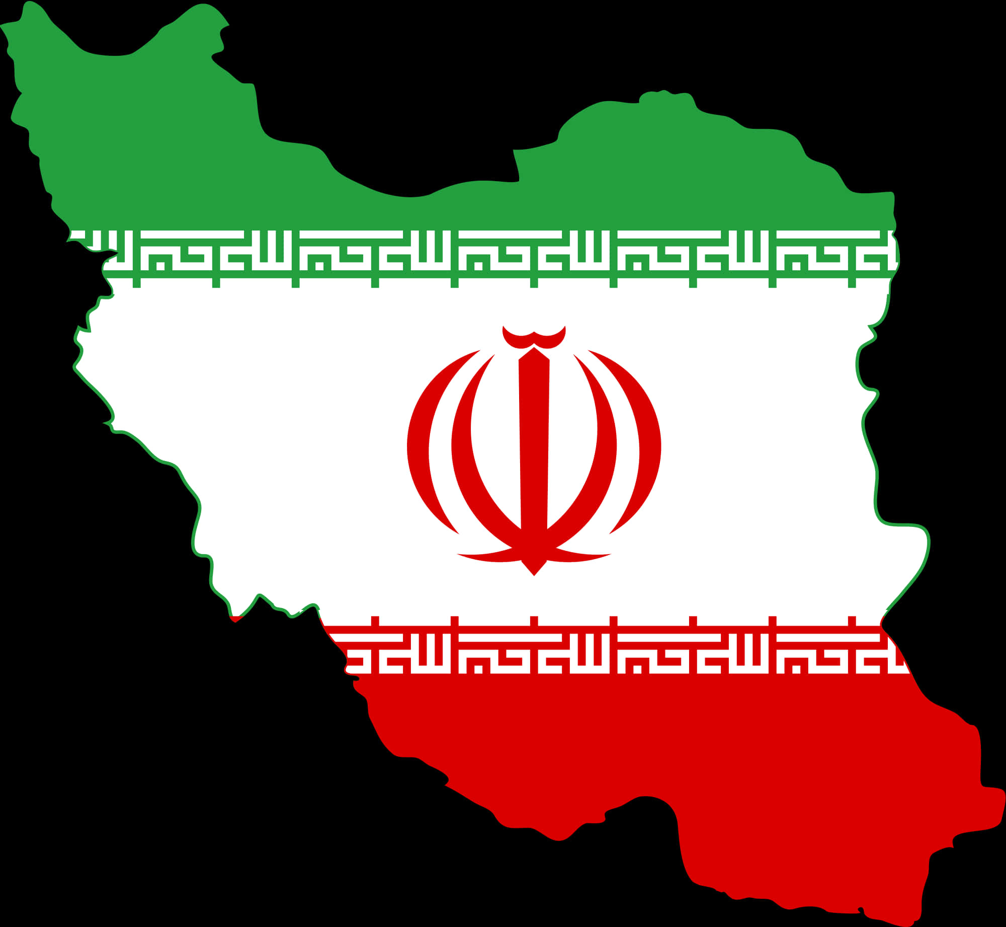 Iran Mapwith Flag Design PNG Image