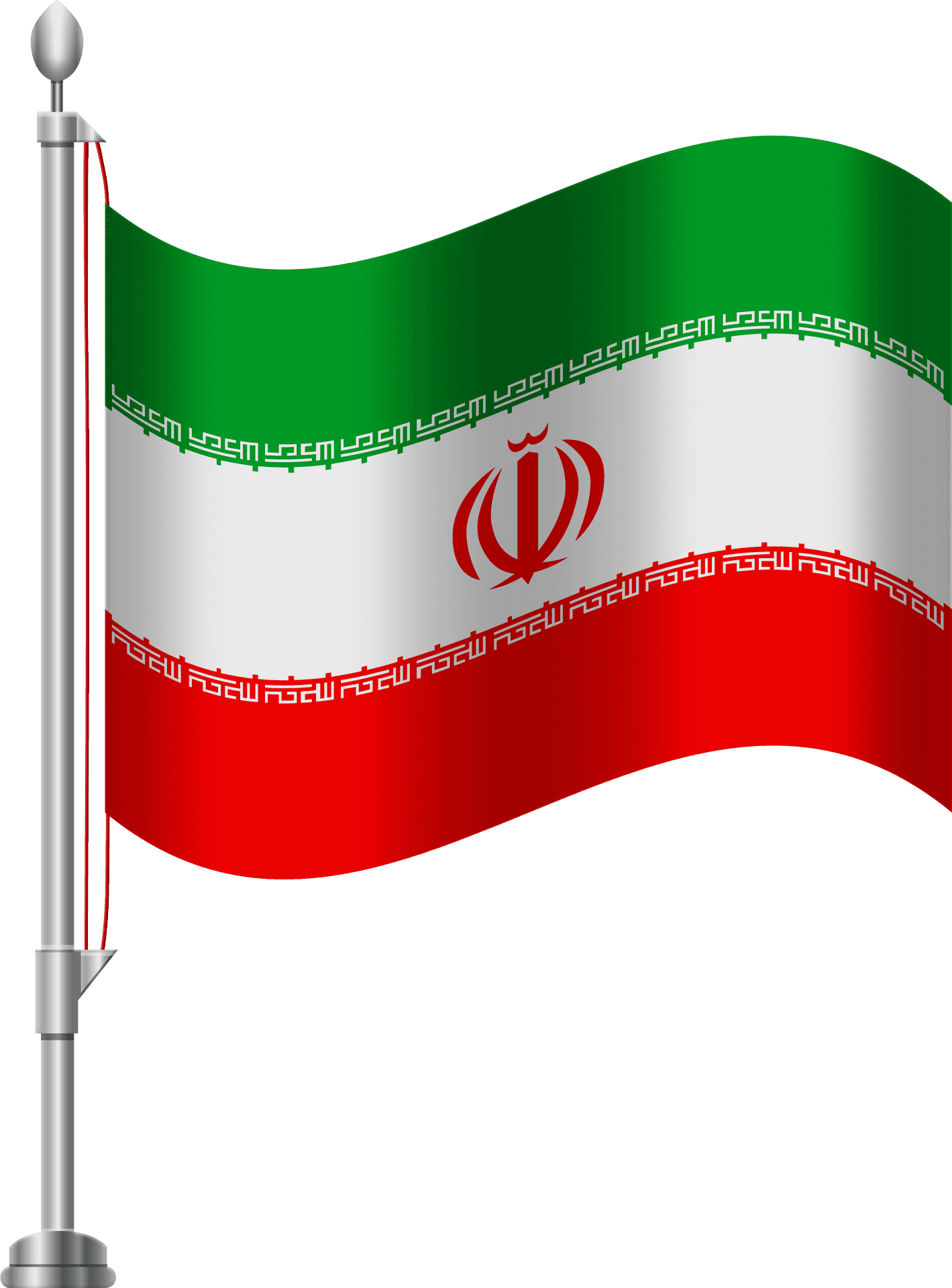 Iranian National Flagon Pole PNG Image