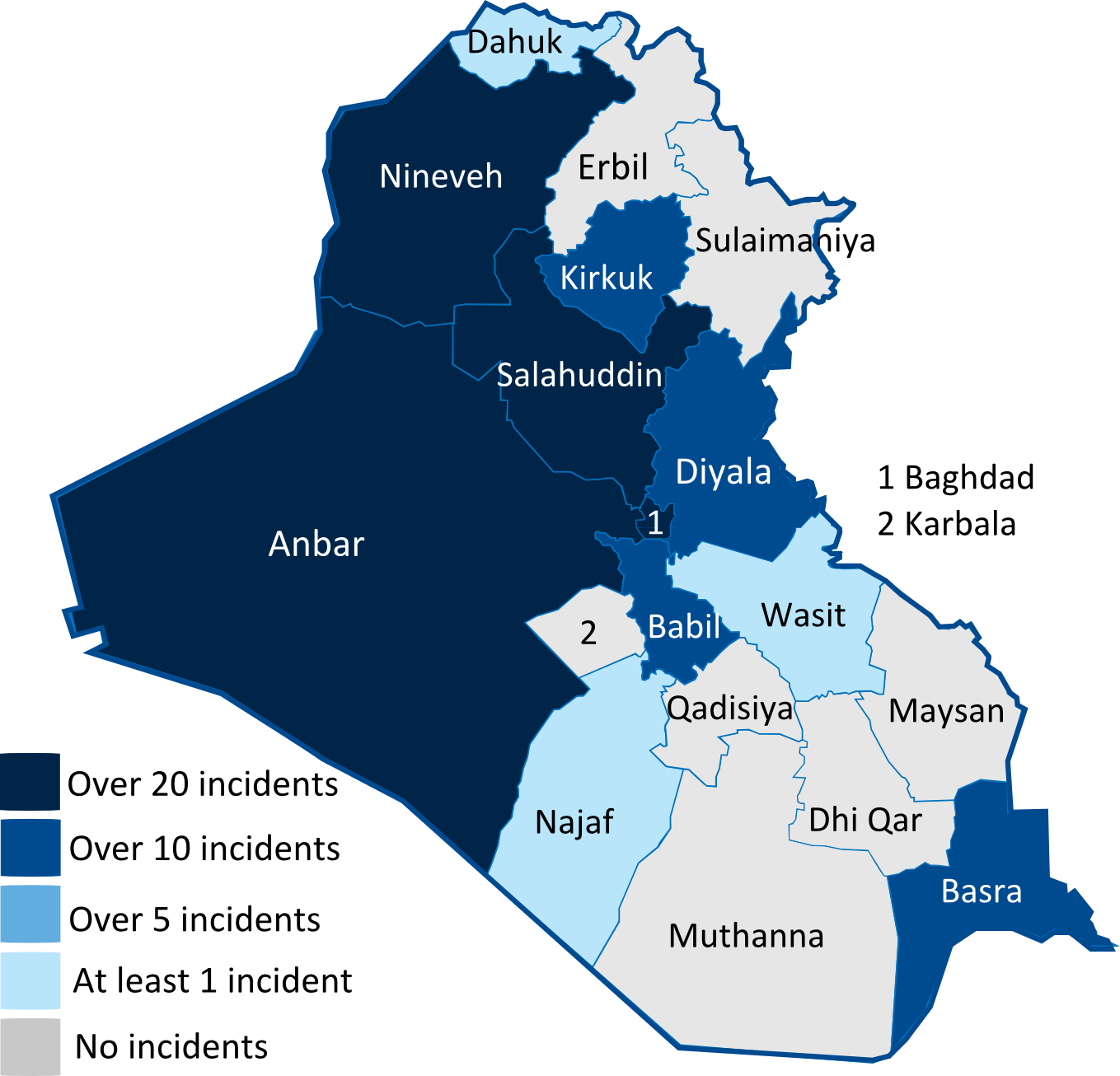 Iraq Incident Density Map PNG Image