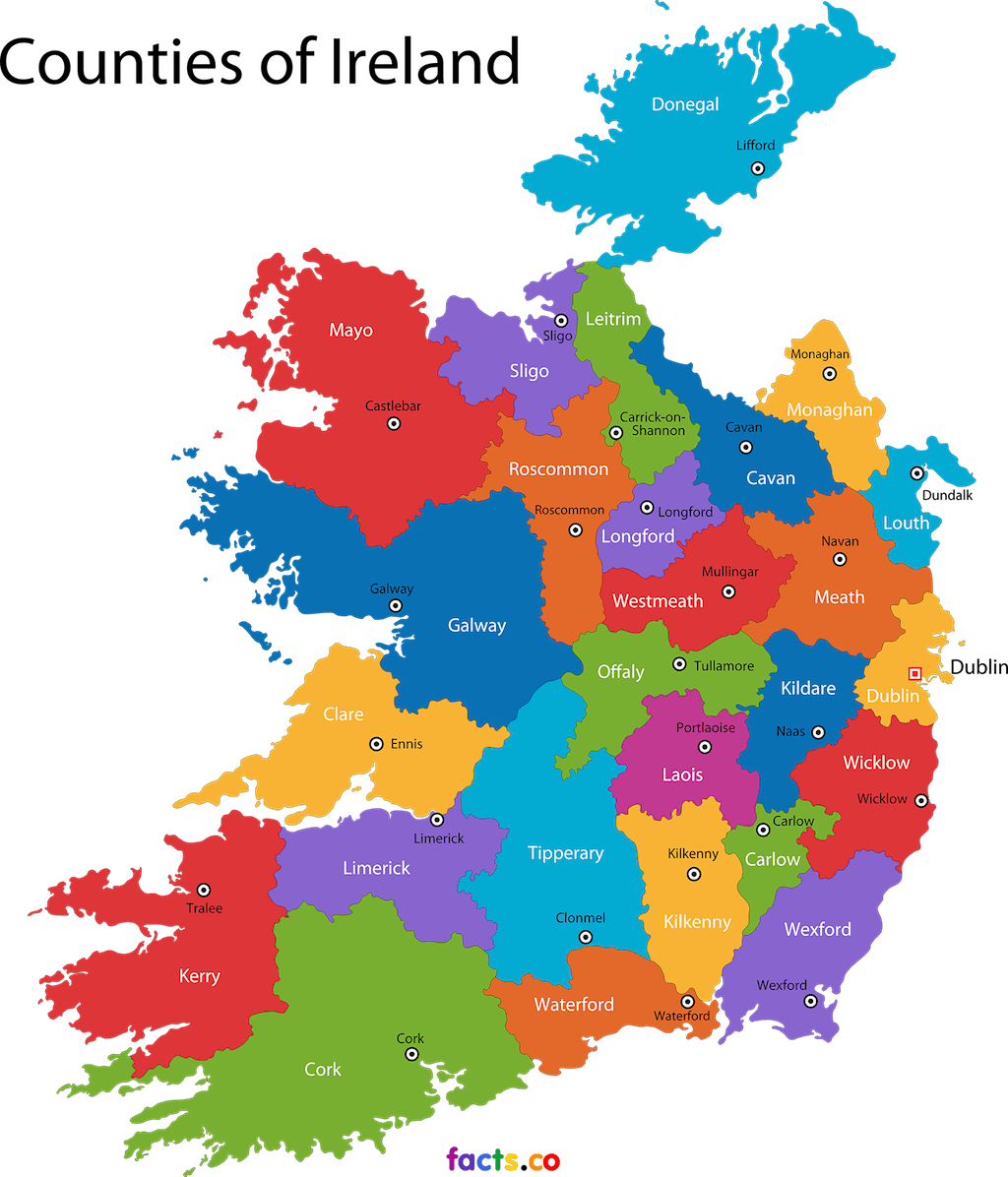 Ireland Counties Map PNG Image