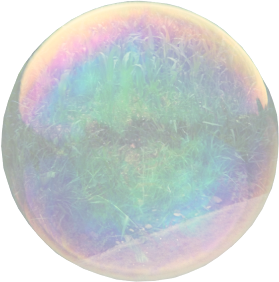 Iridescent Soap Bubbleon Grass PNG Image