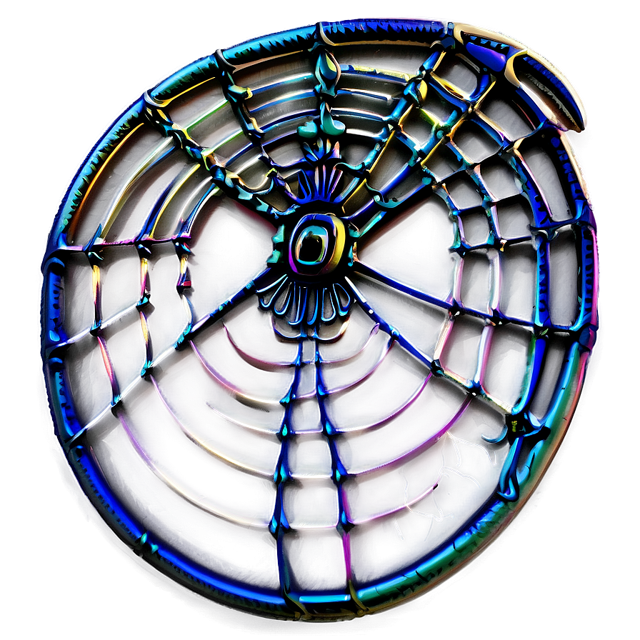 Iridescent Spider Web Art PNG Image