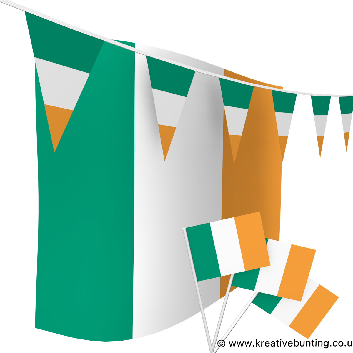 Irish Flag Buntingand Handheld Flags PNG Image