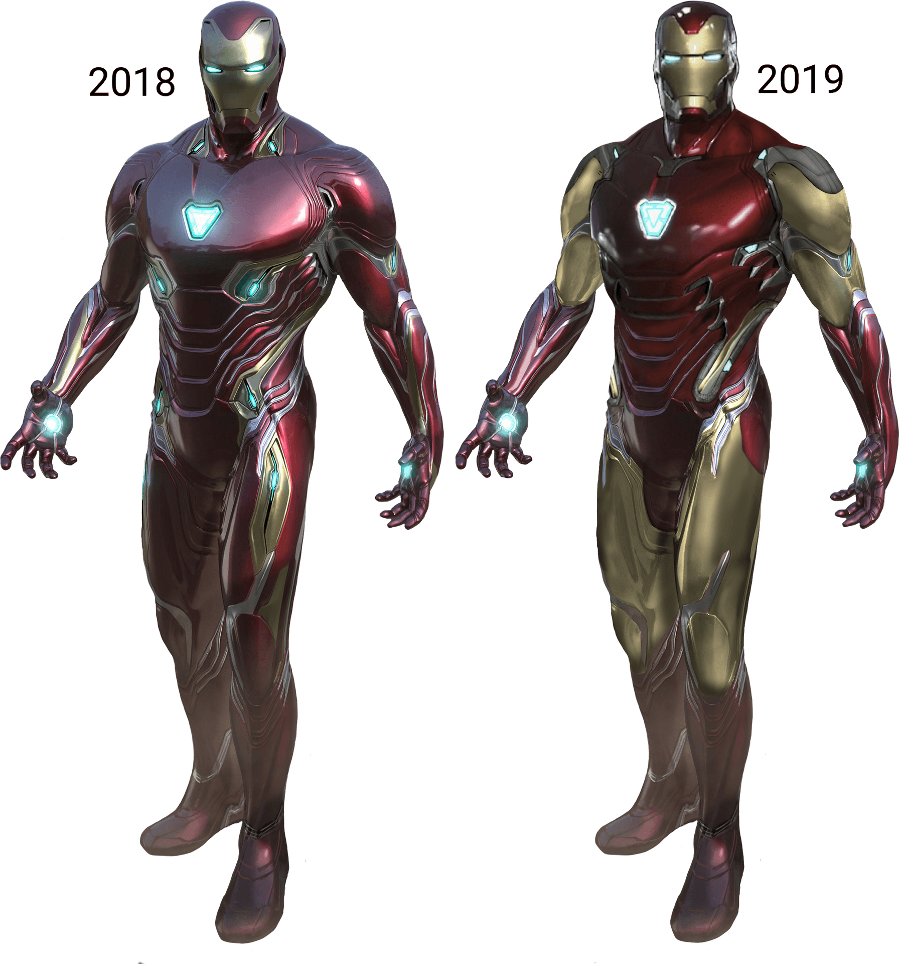 Iron Man Suit Evolution2018vs2019 PNG Image