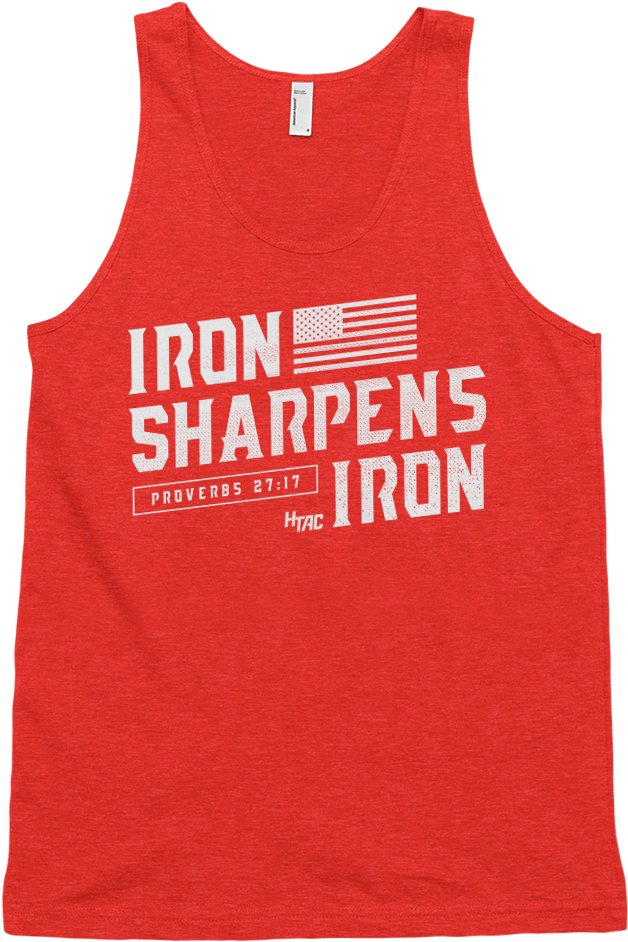 Iron Sharpening Iron Red Tank Top PNG Image