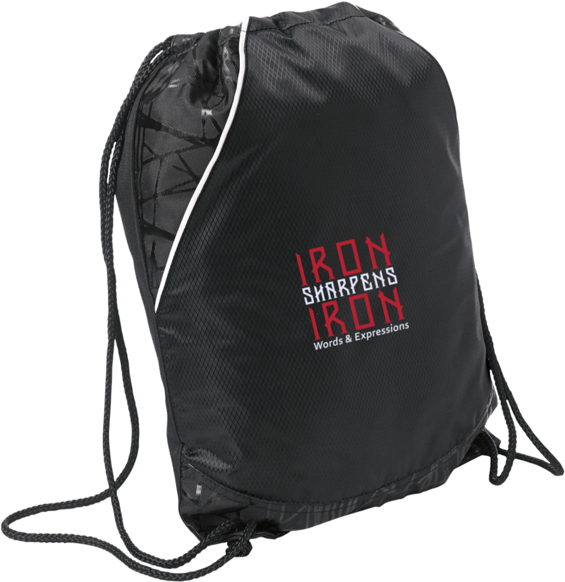 Iron Sharpens Iron Drawstring Bag PNG Image