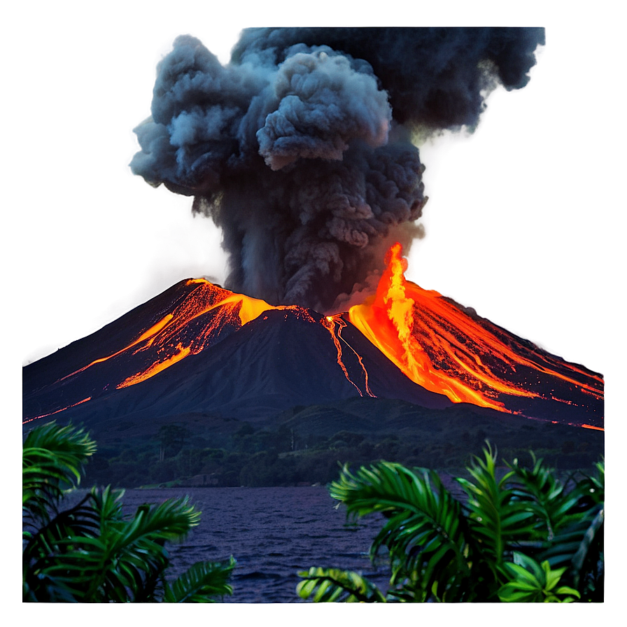 Island Volcano Eruption View Png Pam99 PNG Image