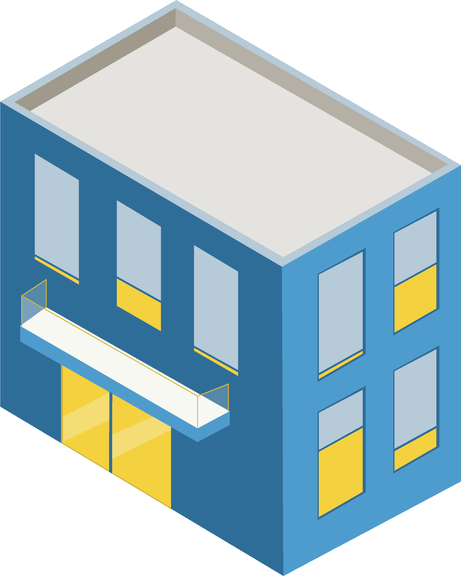 Isometric Blue Building Vector PNG Image