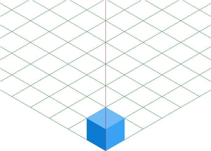 Isometric Blue Cubeon Grid PNG Image