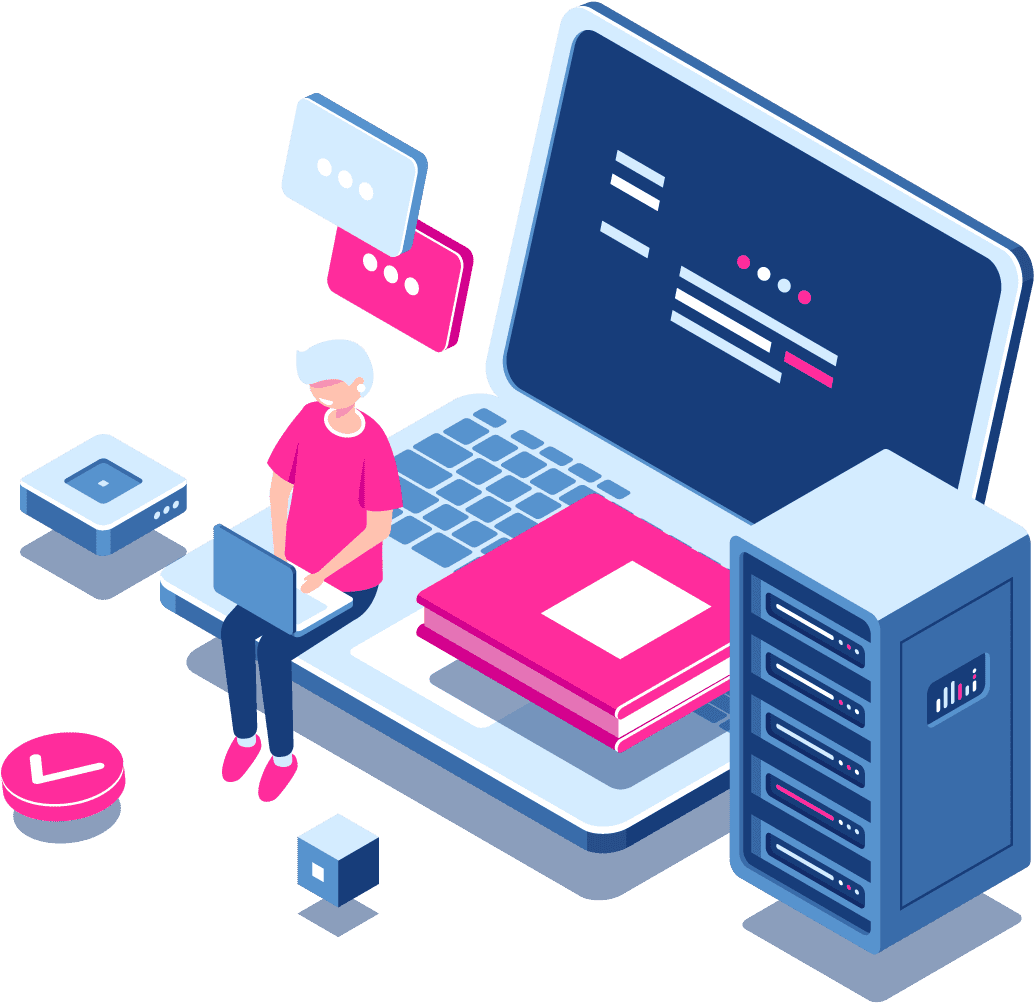 Isometric Developer Workspace PNG Image