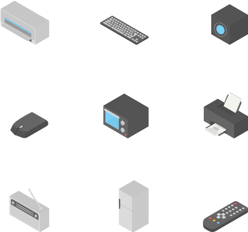 Isometric Electronics Collection PNG Image