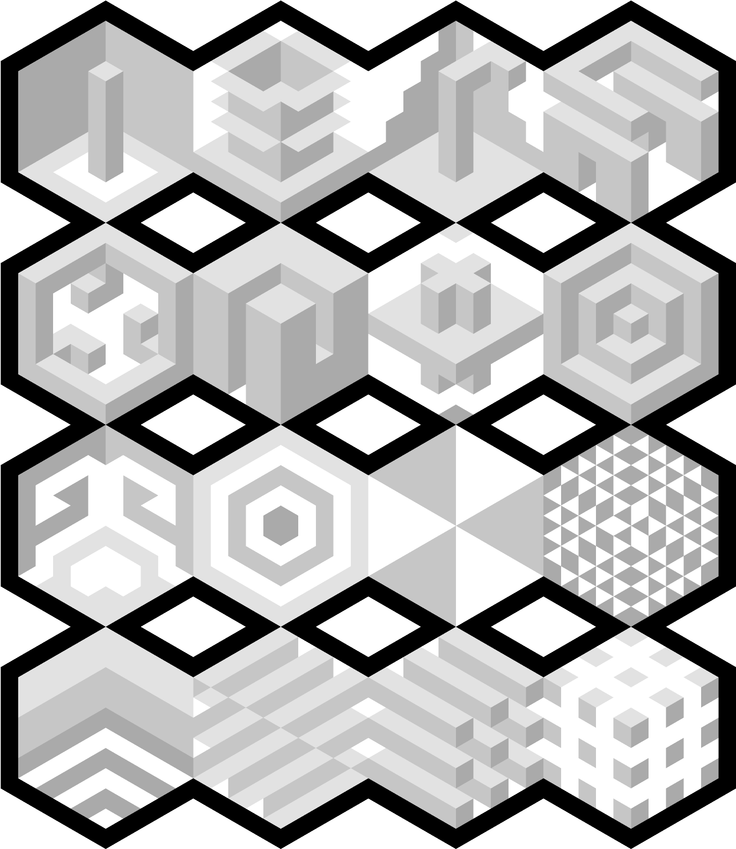 Isometric Geometric Patterns PNG Image