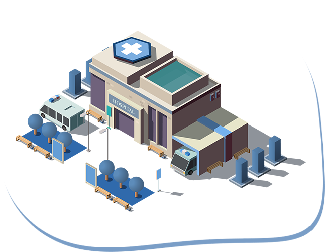 Isometric Hospital Illustration PNG Image