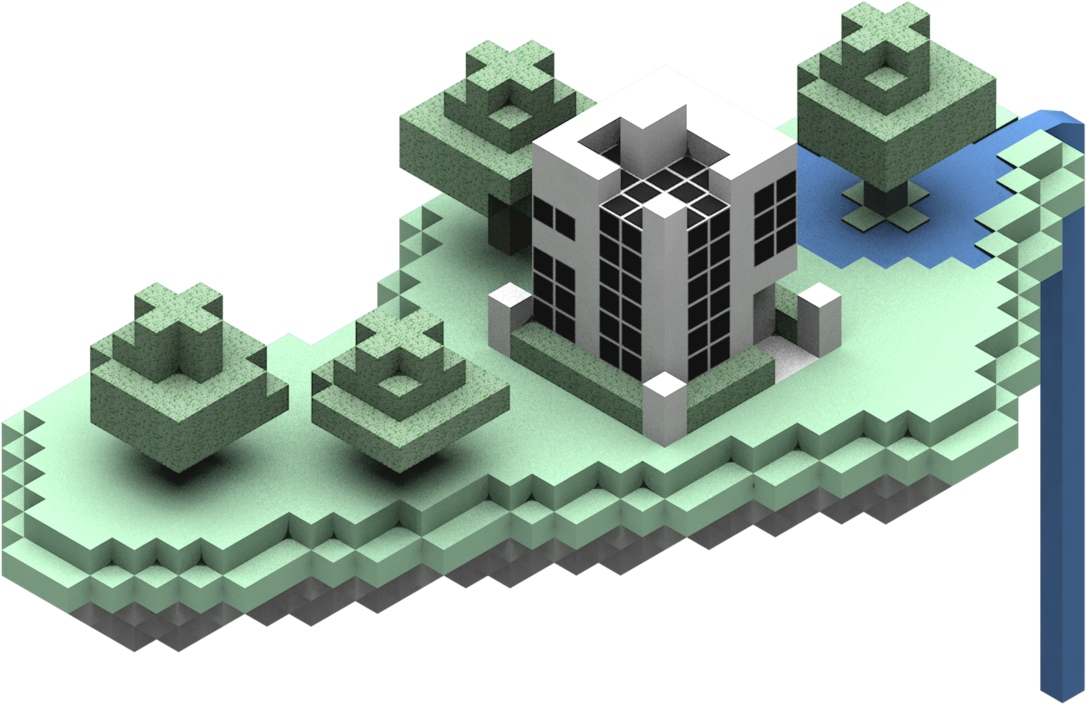 Isometric Pixel Art Cityscape PNG Image