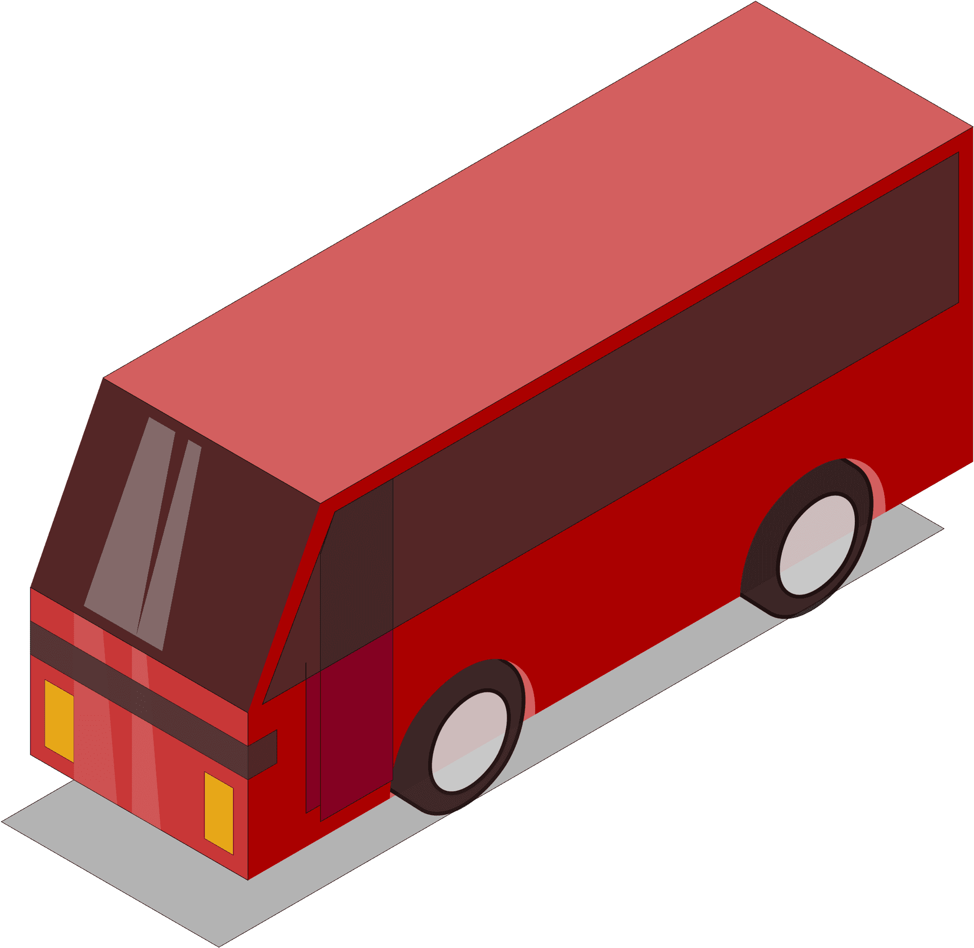 Isometric Red Bus3 D Rendering PNG Image