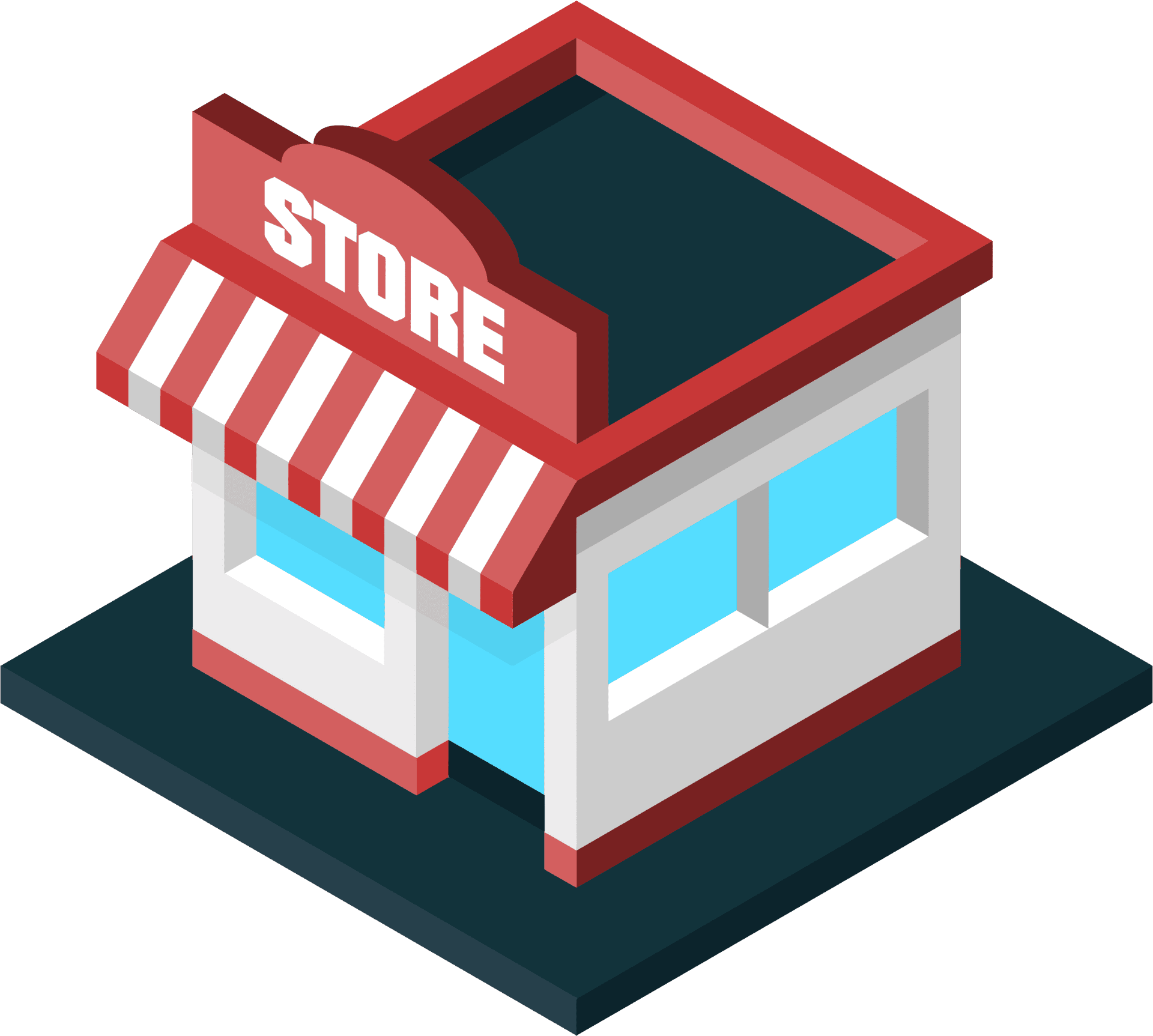 Isometric Storefront Illustration PNG Image