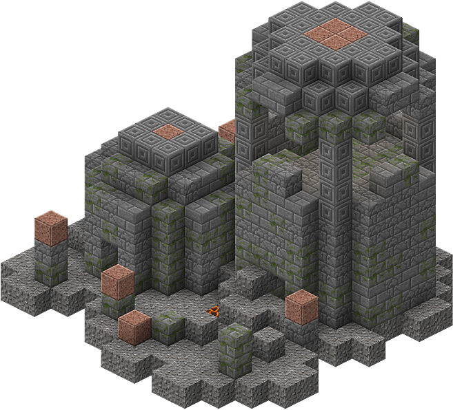 Isometric Underwater Ruins Structure PNG Image