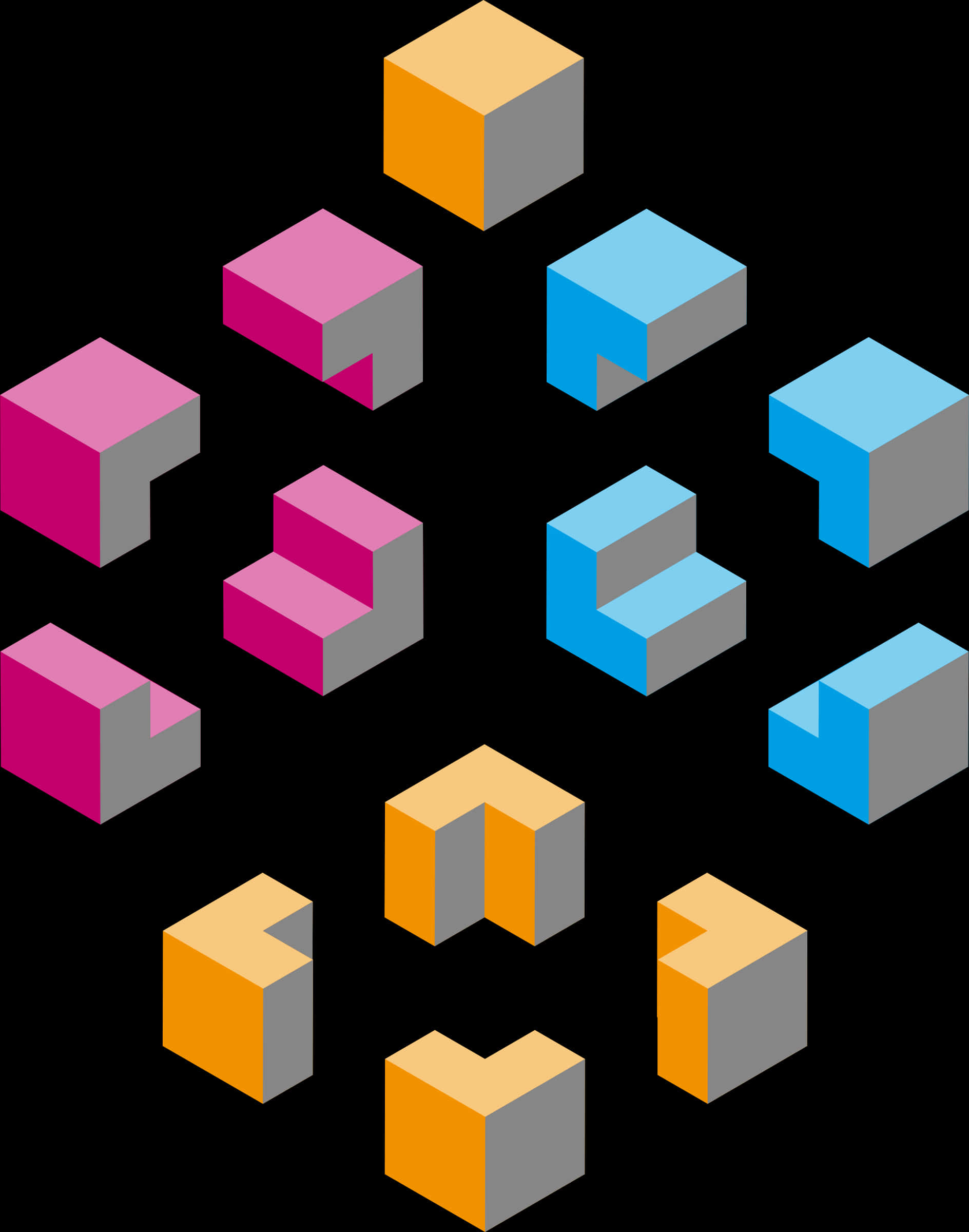 Isometric3 D Shapes Colorful Blocks PNG Image