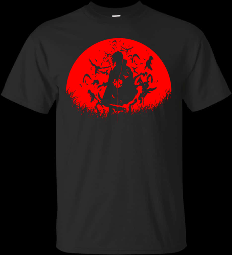 Itachi Silhouette Red Moon T Shirt PNG Image