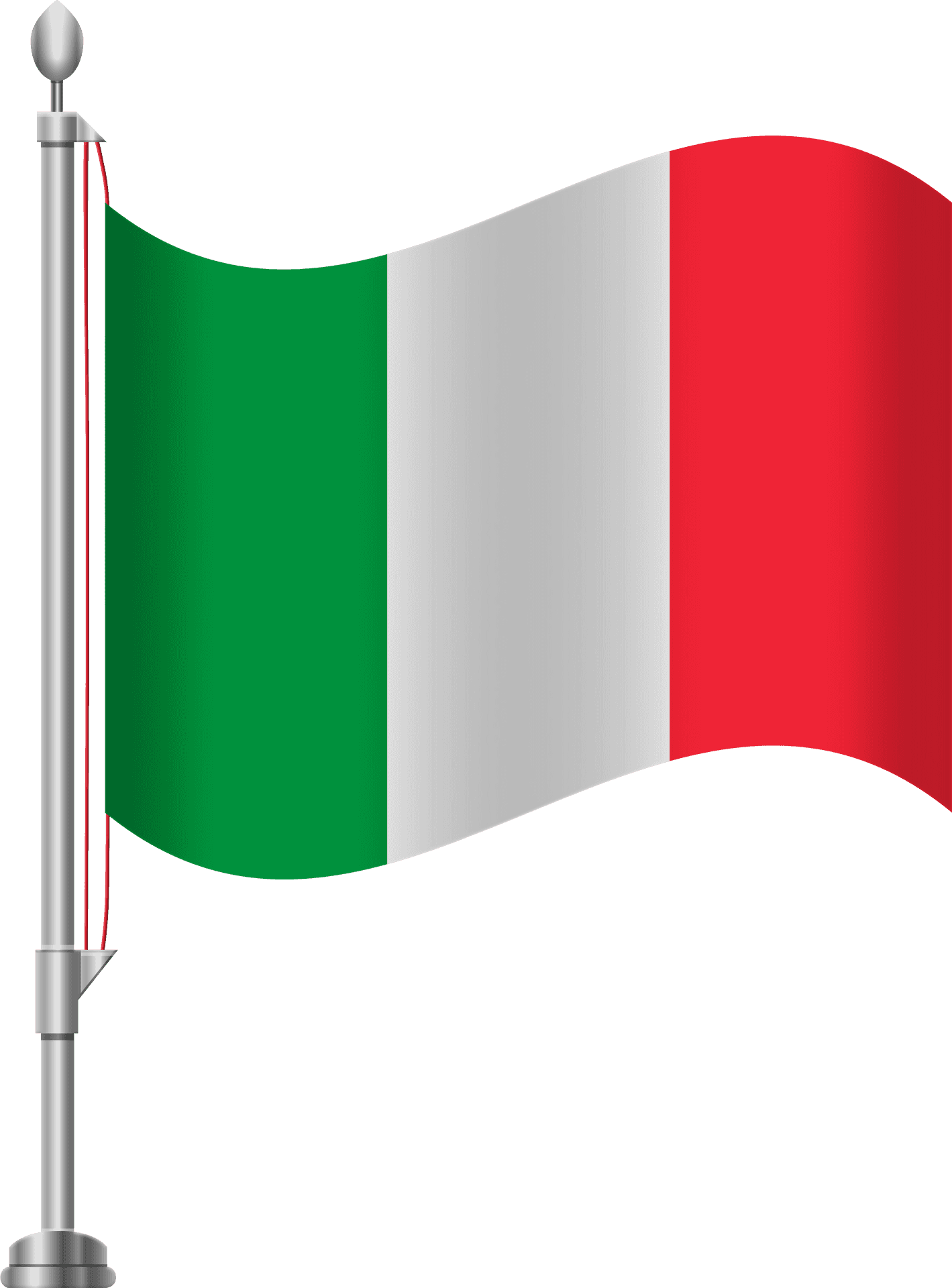 Italian Flag Wavingon Pole PNG Image