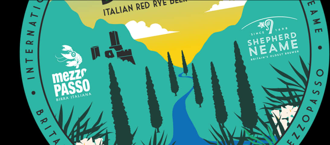 Italian Red Rye Beer Label Design PNG Image