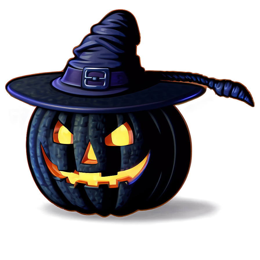 Jack O Lantern With Witch Hat Png Fjn75 PNG Image