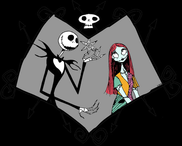 Jackand Sally Nightmare Before Christmas Art PNG Image