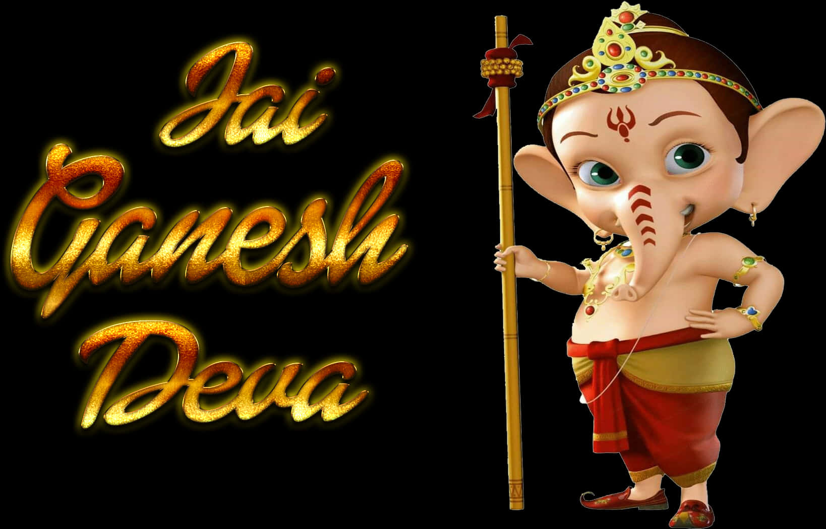 Jai Ganesh Deva Greeting PNG Image