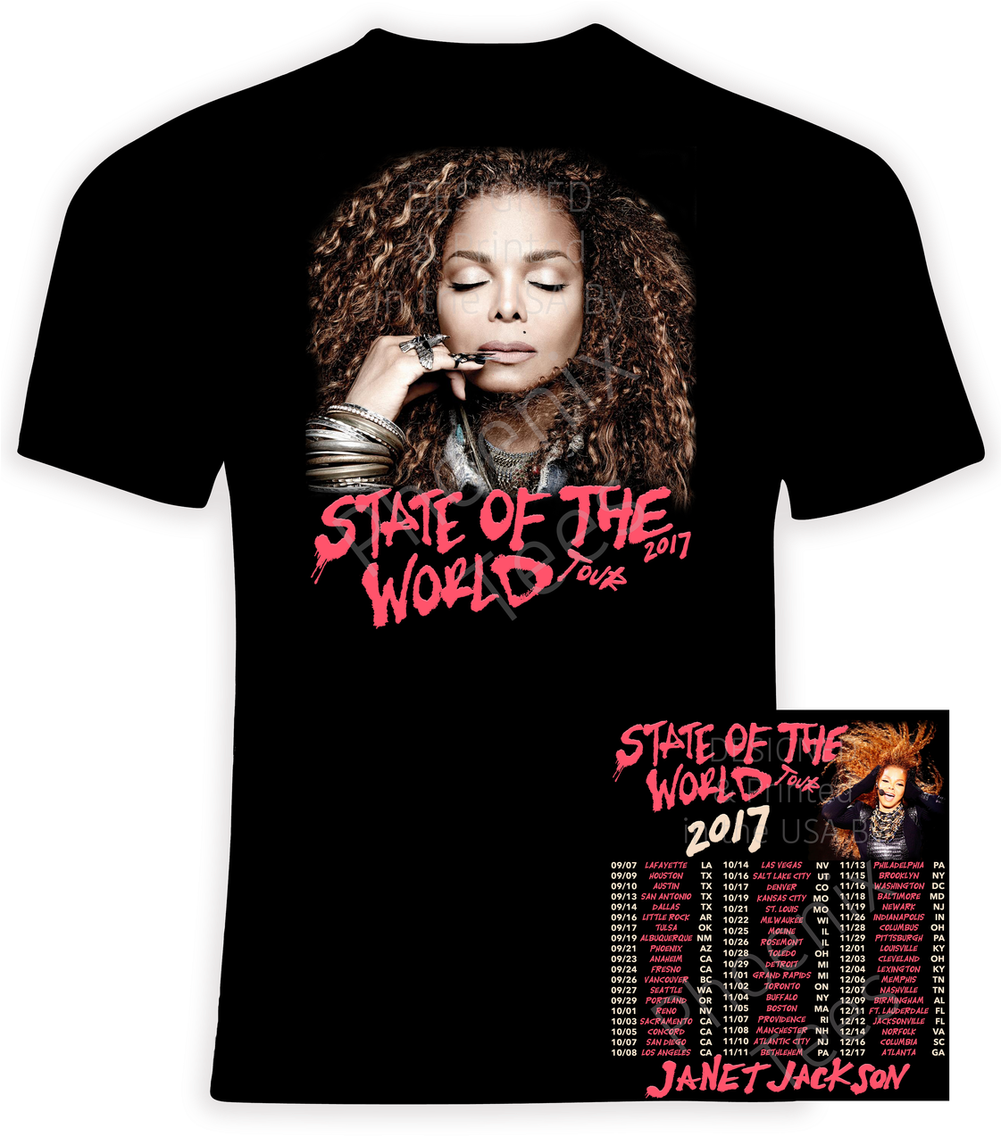 Janet Jackson Stateofthe World Tour T Shirt2017 PNG Image