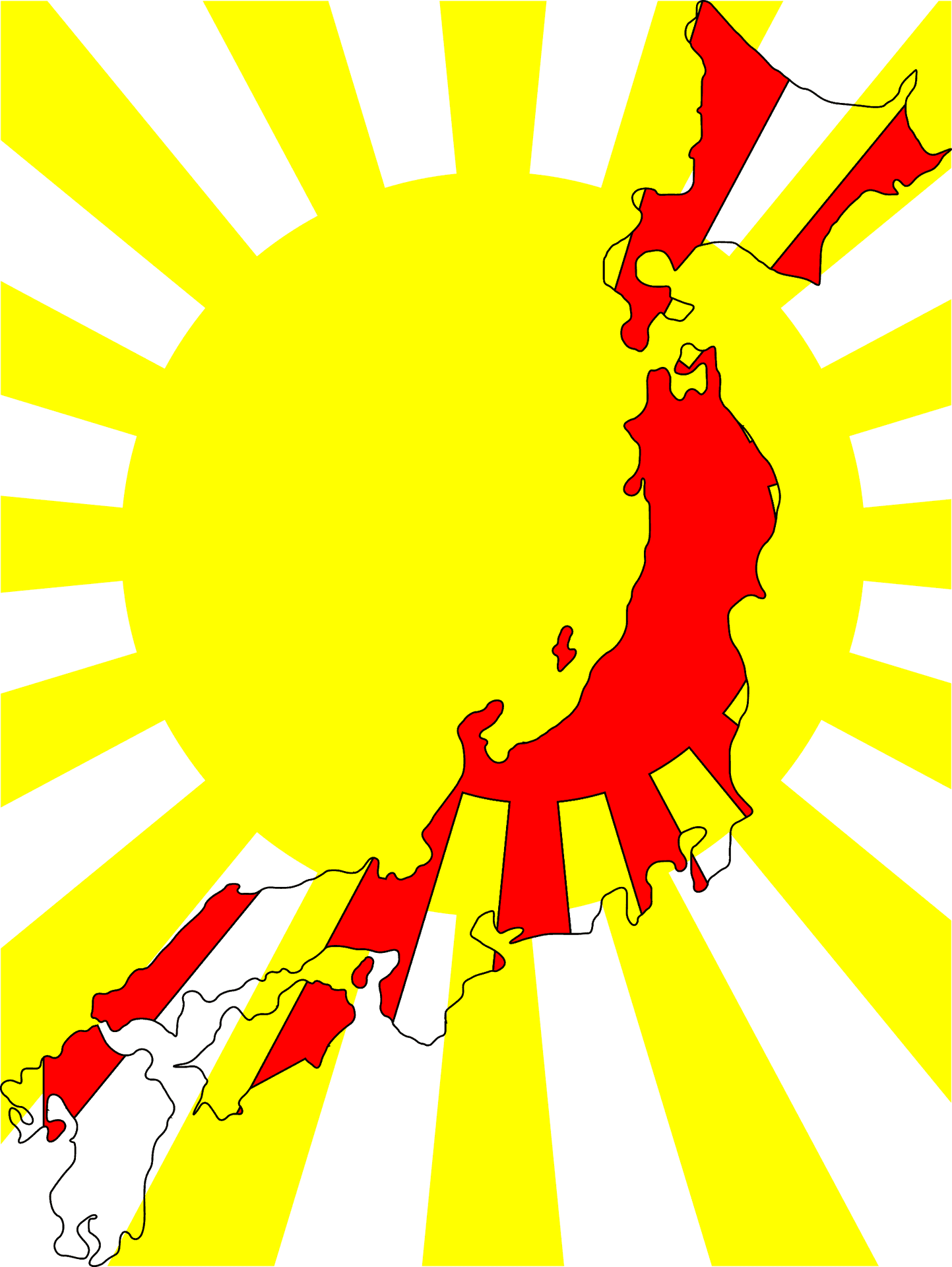 Japan Rising Sun Map Graphic PNG Image