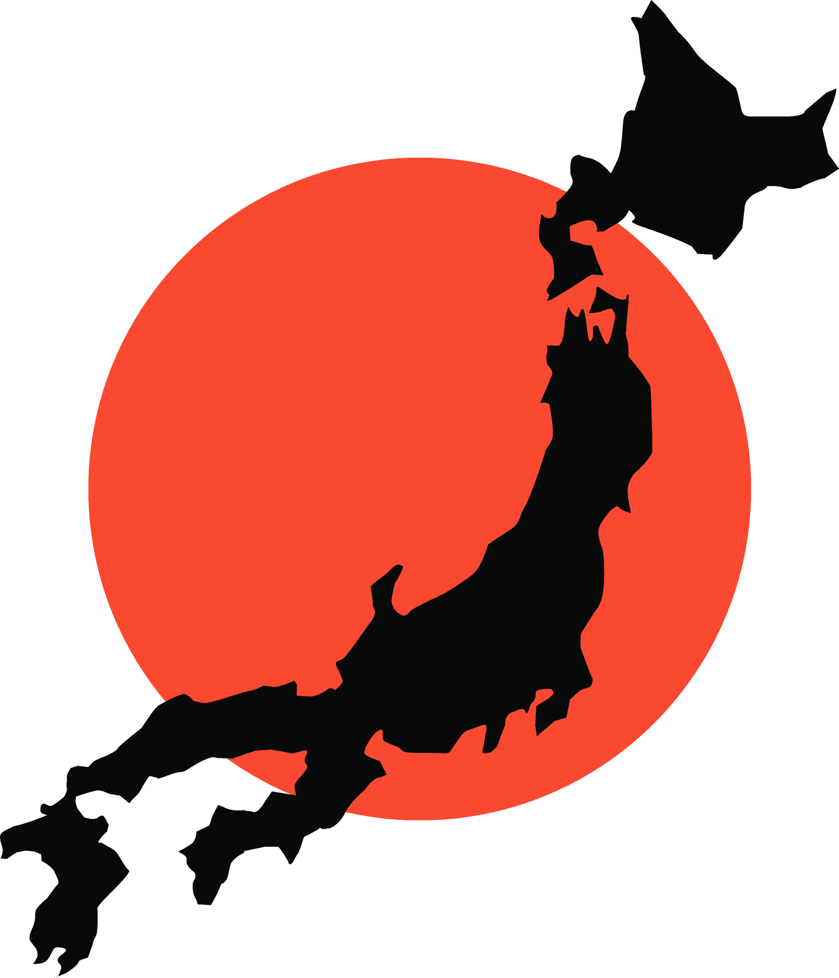 Japan Silhouette Red Sun PNG Image