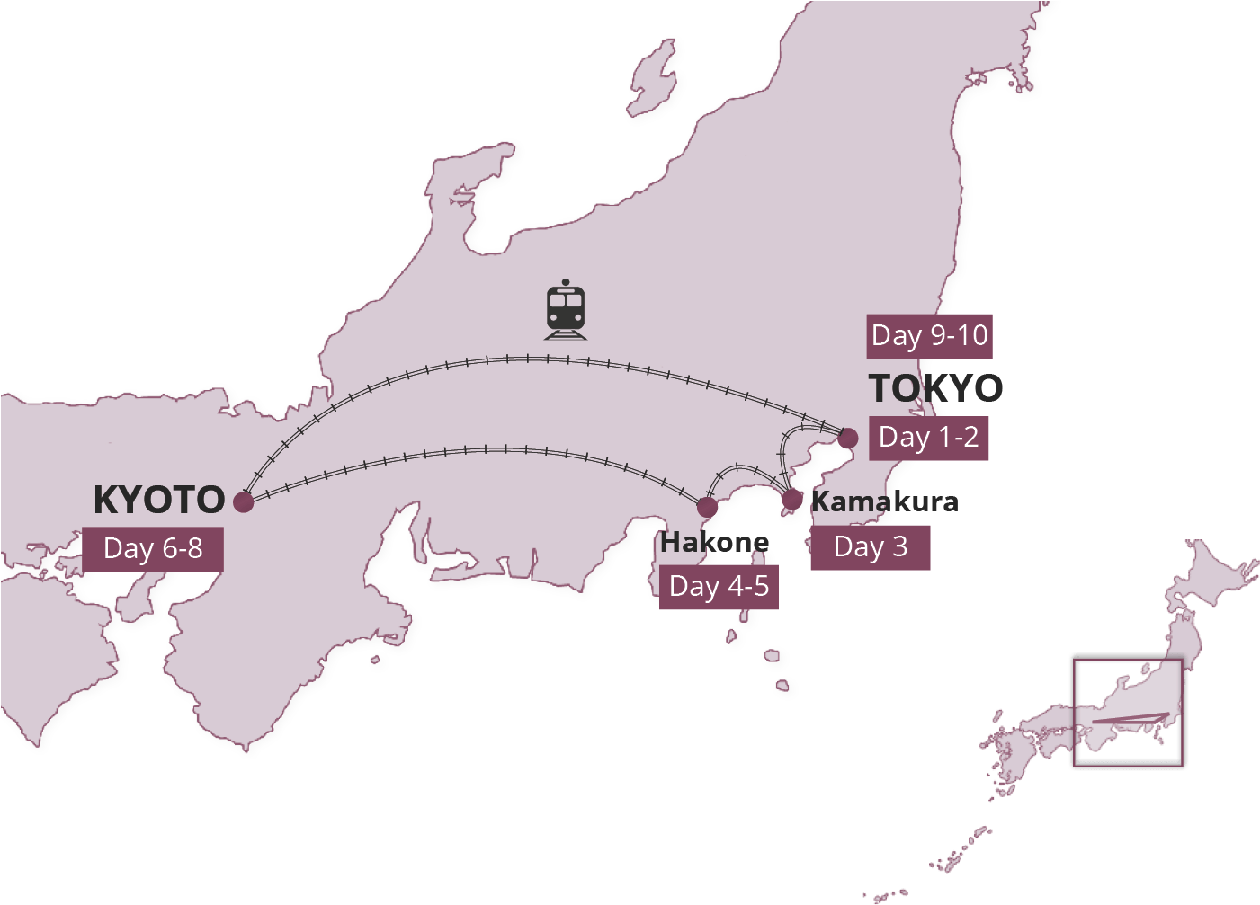 Japan Travel Itinerary Map Tokyo Kyoto PNG Image