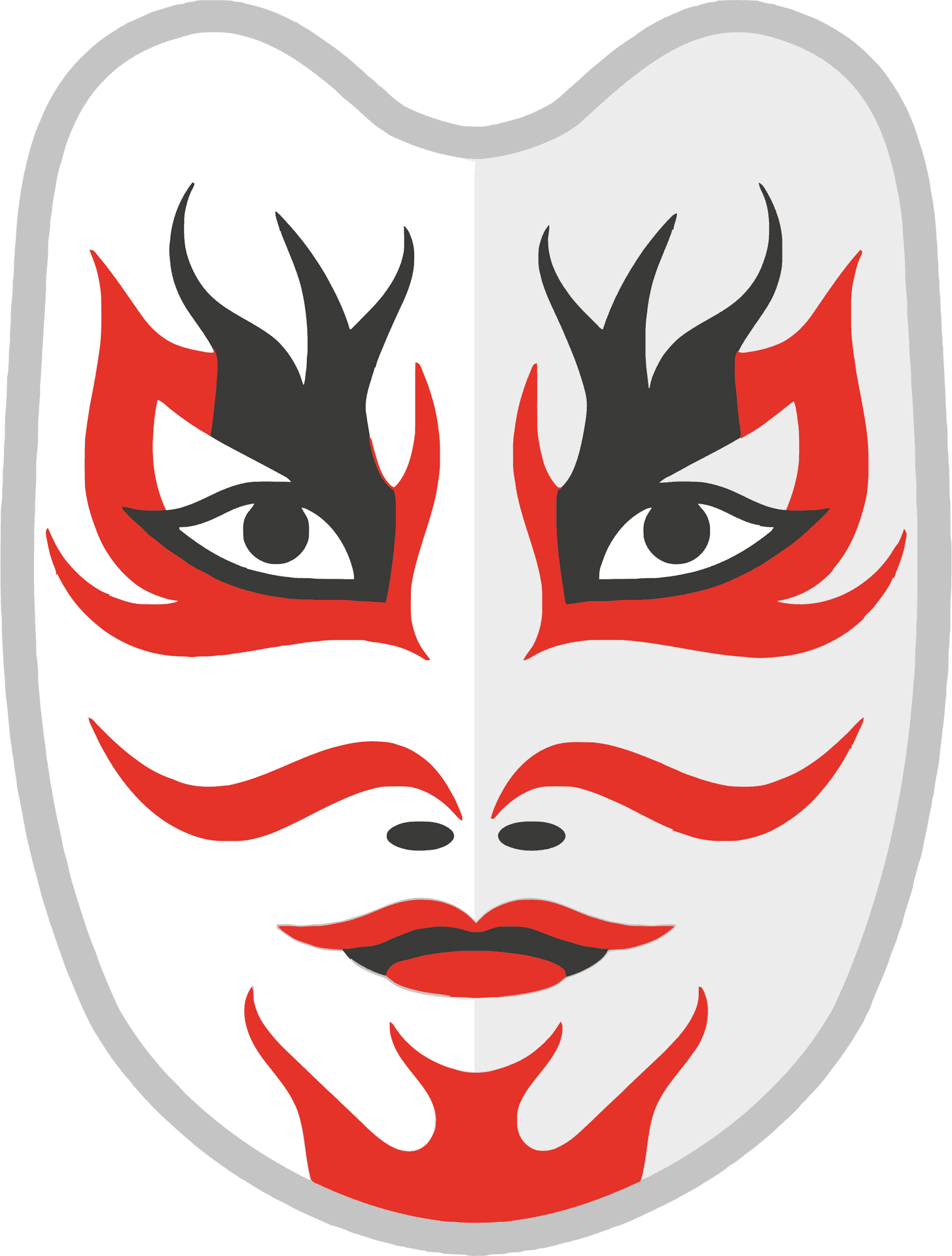 Japanese Kabuki Theater Mask PNG Image