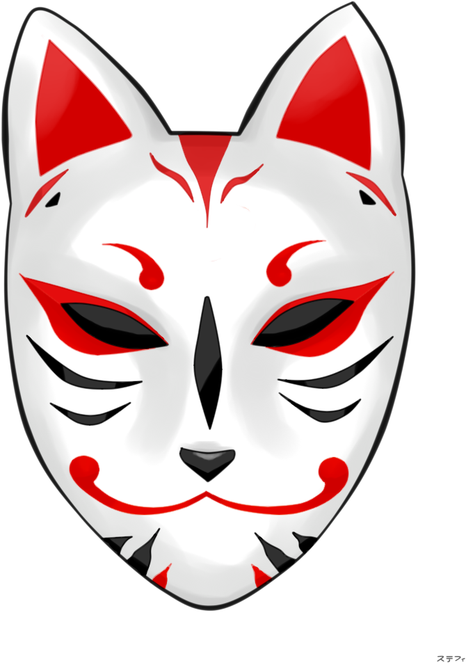 Japanese Kitsune Mask Illustration PNG Image