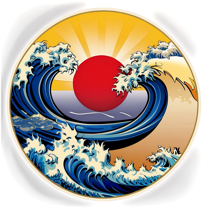 Japanese Wave In Circle Png Suo82 PNG Image