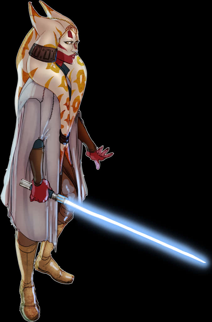 Jedi_ Togruta_with_ Lightsaber PNG Image