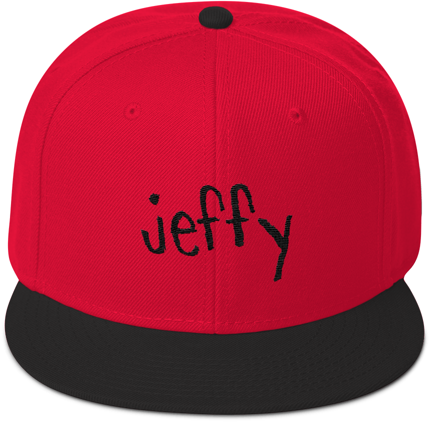 Jeffy Branded Red Black Cap PNG Image