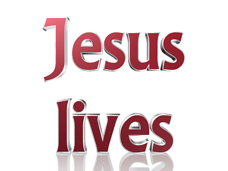 Jesus Lives Text Reflection PNG Image