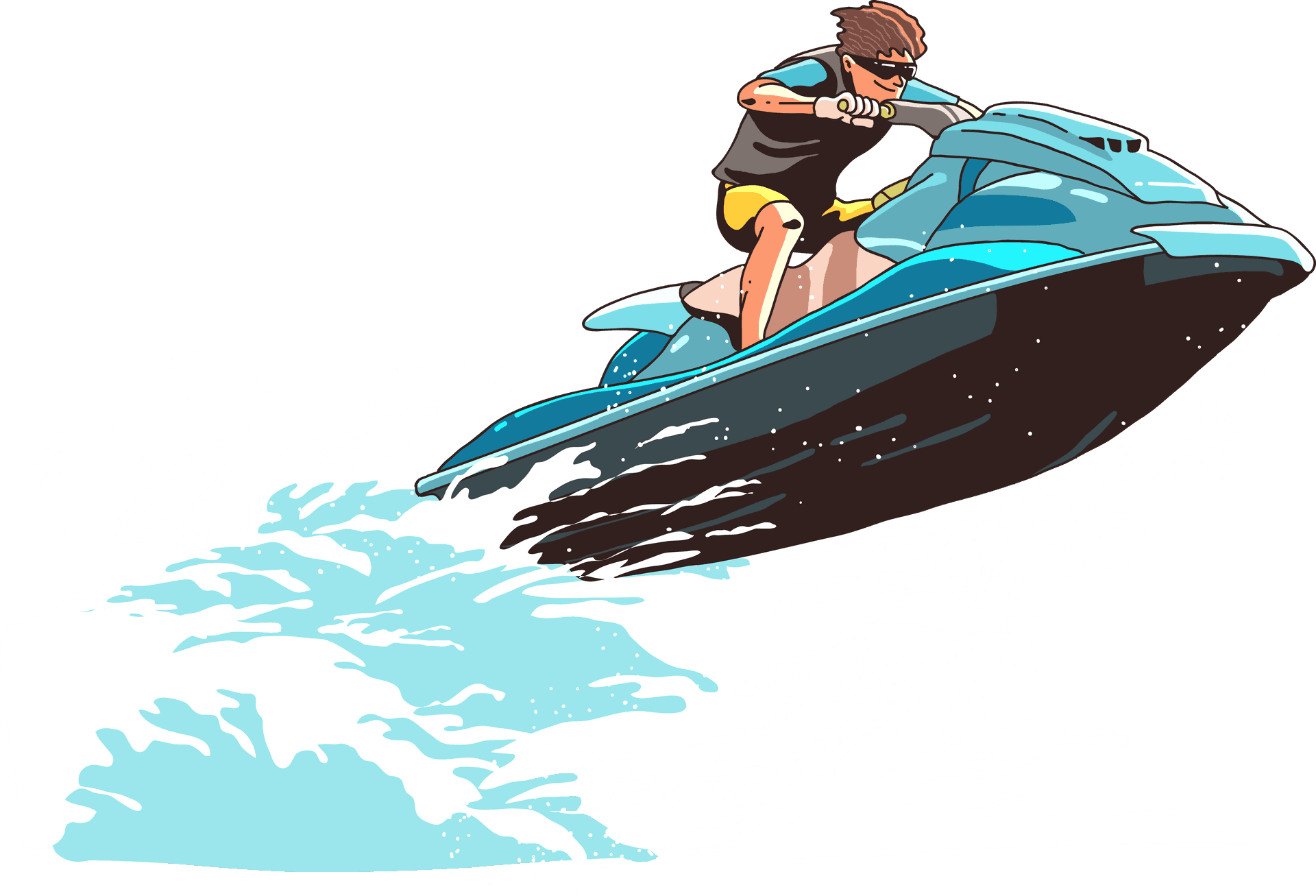 Jet Ski Adventure Illustration PNG Image