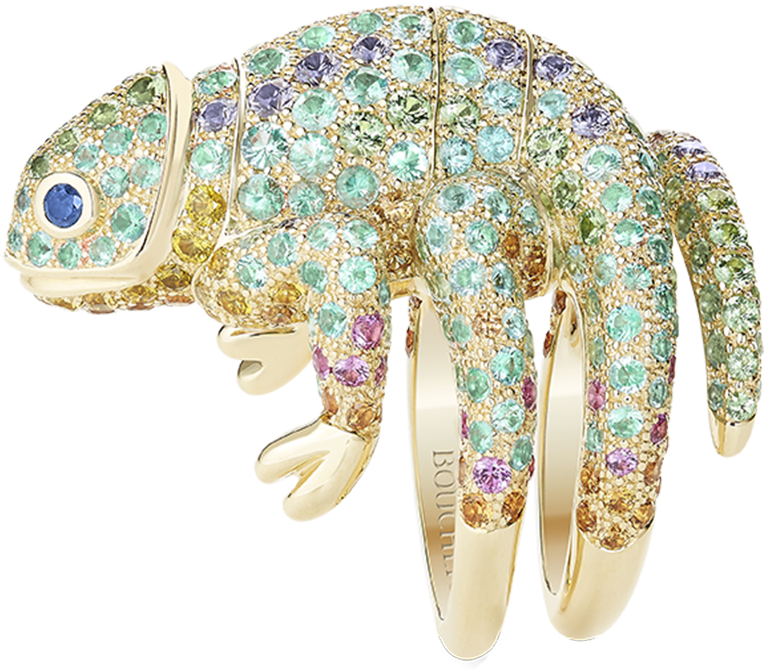 Jeweled Chameleon Brooch PNG Image